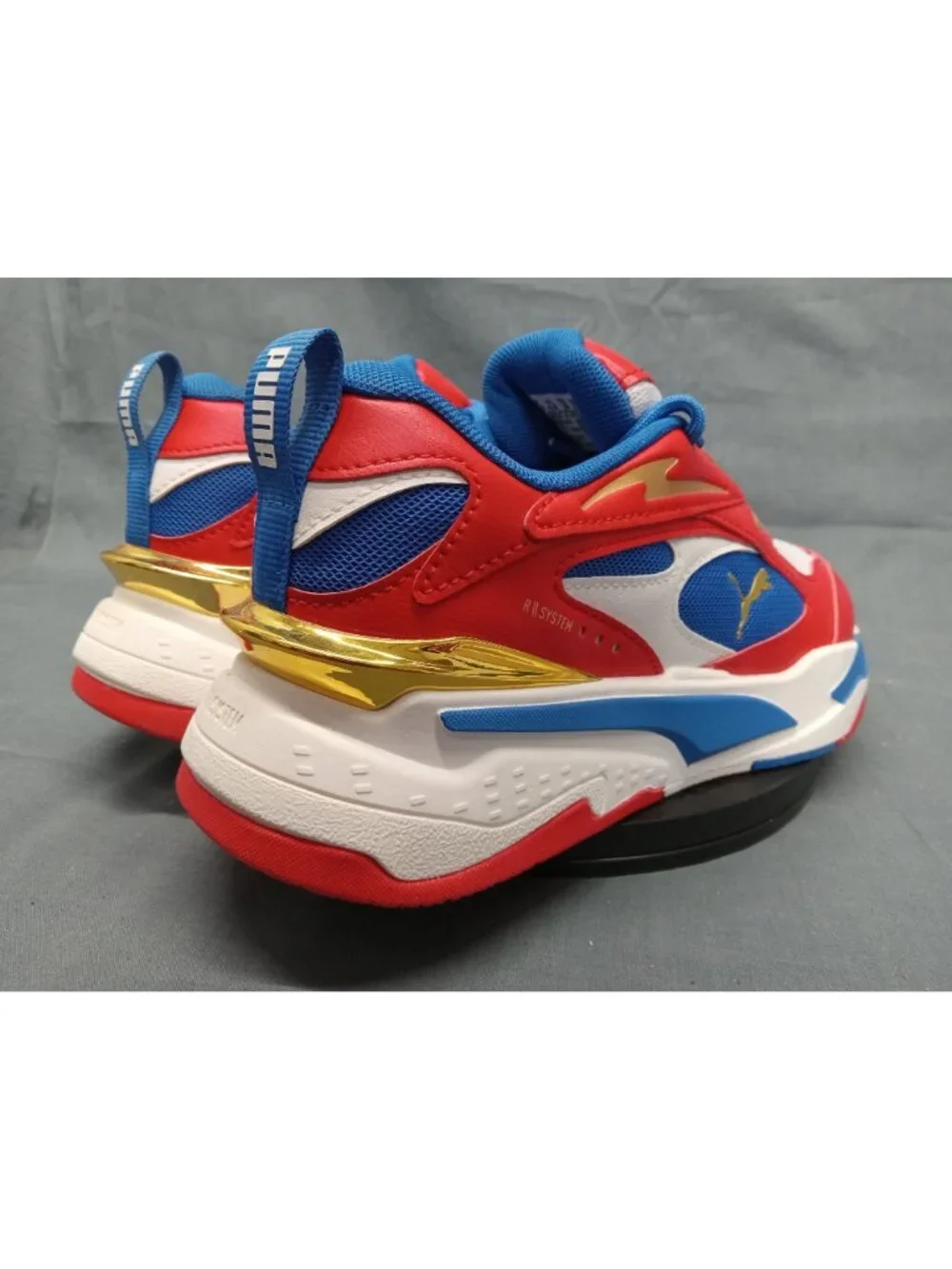 Puma RS-FAST RWB JR (GS) Sneaker White Red Strong Blue Boys Size 4.5 NEW IN BOX!